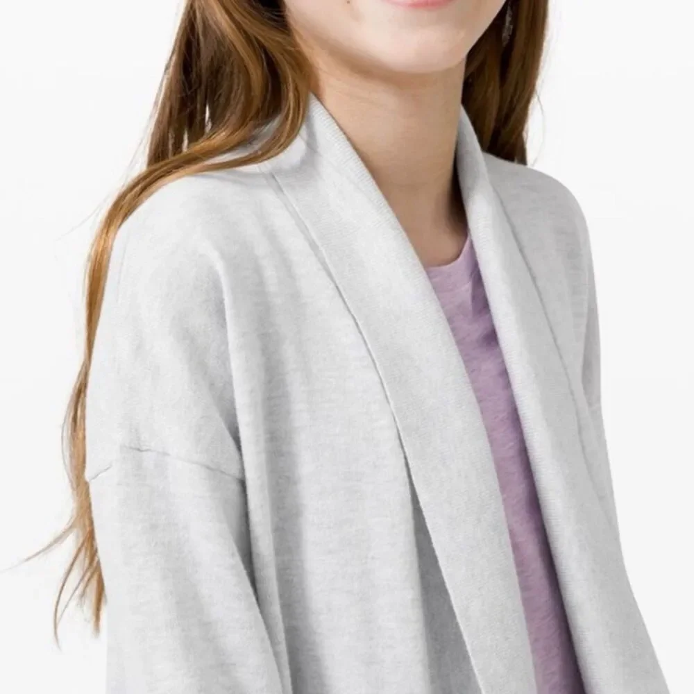 Ivivva Lululemon Moment To Pause Wrap Knit Cardigan Sweater Gray Girls 14 NWT